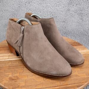 Vionic Serena Boots Womens Size 11 Gray Suede Low Heel Ankle Booties Side Zip
